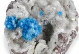 Vibrant Blue Cavansite Crystals on Sparkling Stilbite - India #357234-1
